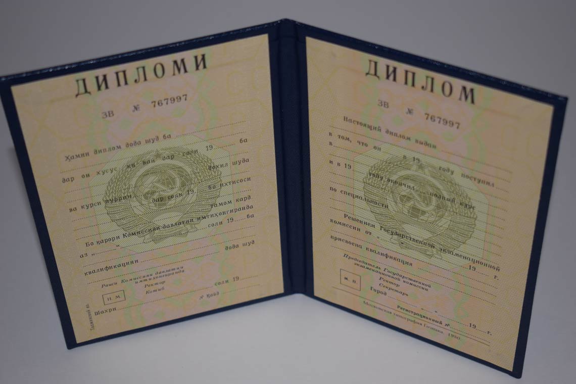 Диплом ВУЗа Таджикской ССР 1975-1991 в Видном